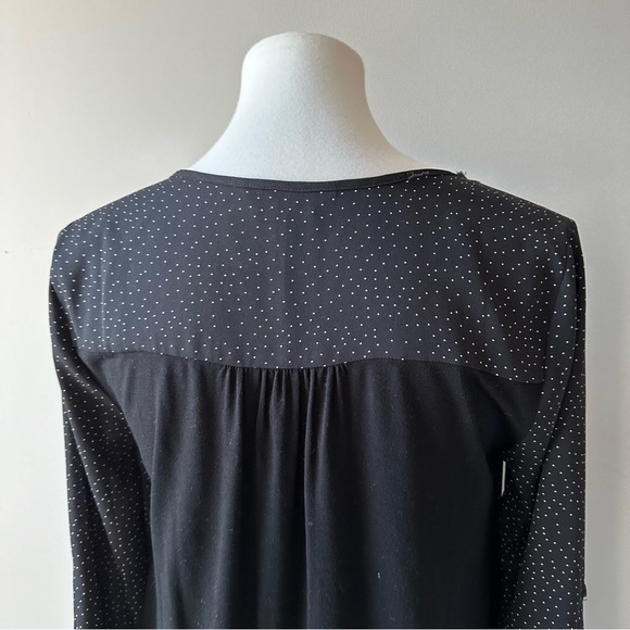 Black and White Polkadot Long Sleeve Flowy Blouse Size Small - Picture 5 of 8